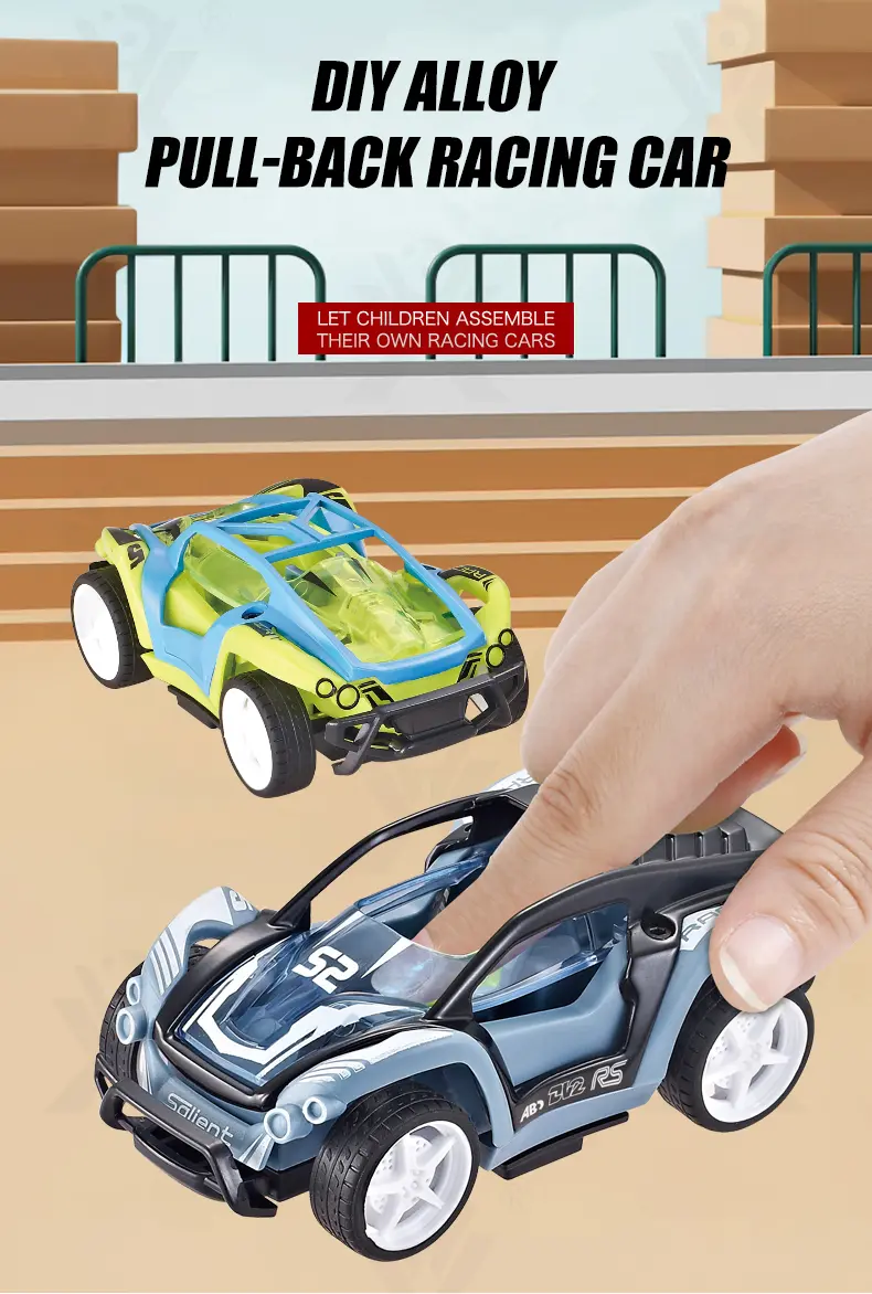 DIY Alloy Racing Car (TB-1525013) — illustrated product details, panel 1