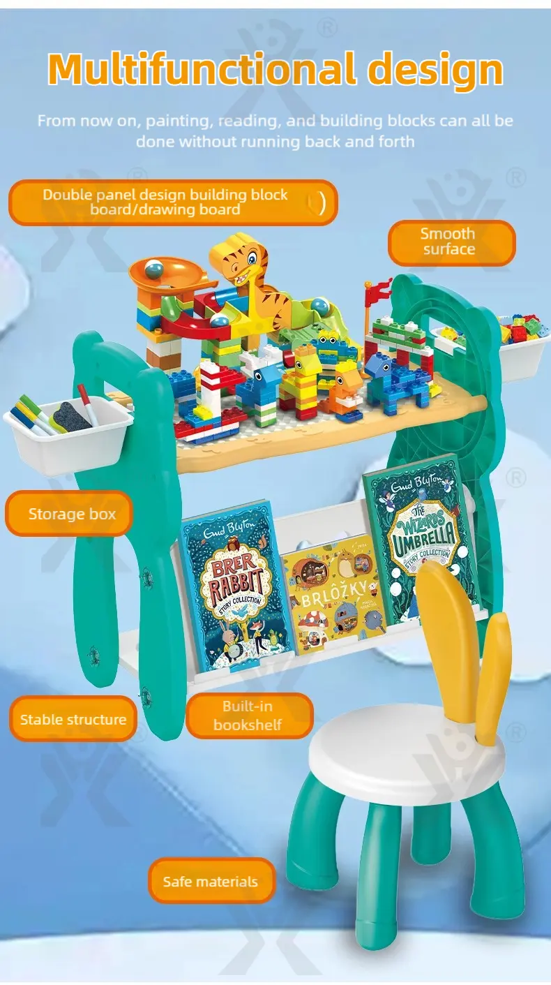 Multi-Functional Learning Table & Art Easel, Drawing Board & Building Blocks Set Toy- Educational Toys Factory Supply (TB-5087197) — illustrated product details, panel 5