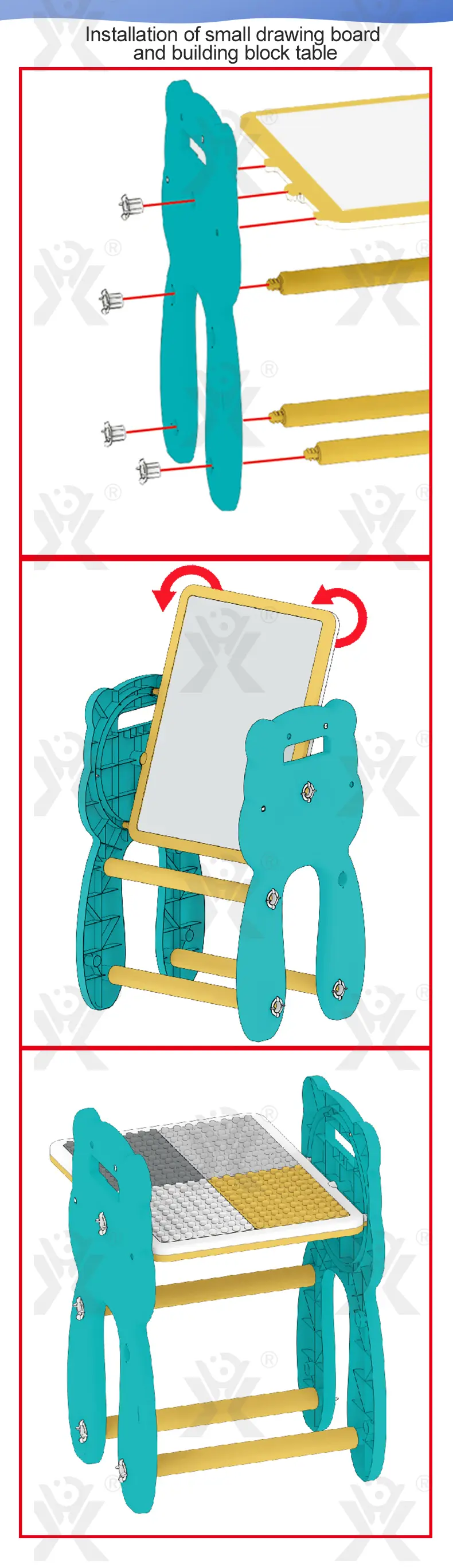 Multi-Functional Learning Table & Art Easel, Drawing Board & Building Blocks Set Toy- Educational Toys Factory Supply (TB-5087197) — illustrated product details, panel 7