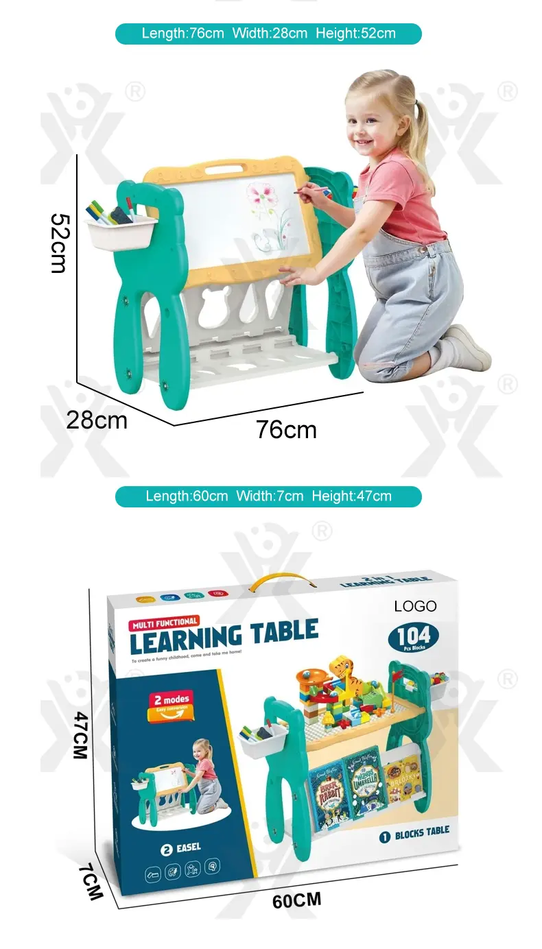Multi-Functional Learning Table & Art Easel, Drawing Board & Building Blocks Set Toy- Educational Toys Factory Supply (TB-5087197) — illustrated product details, panel 9