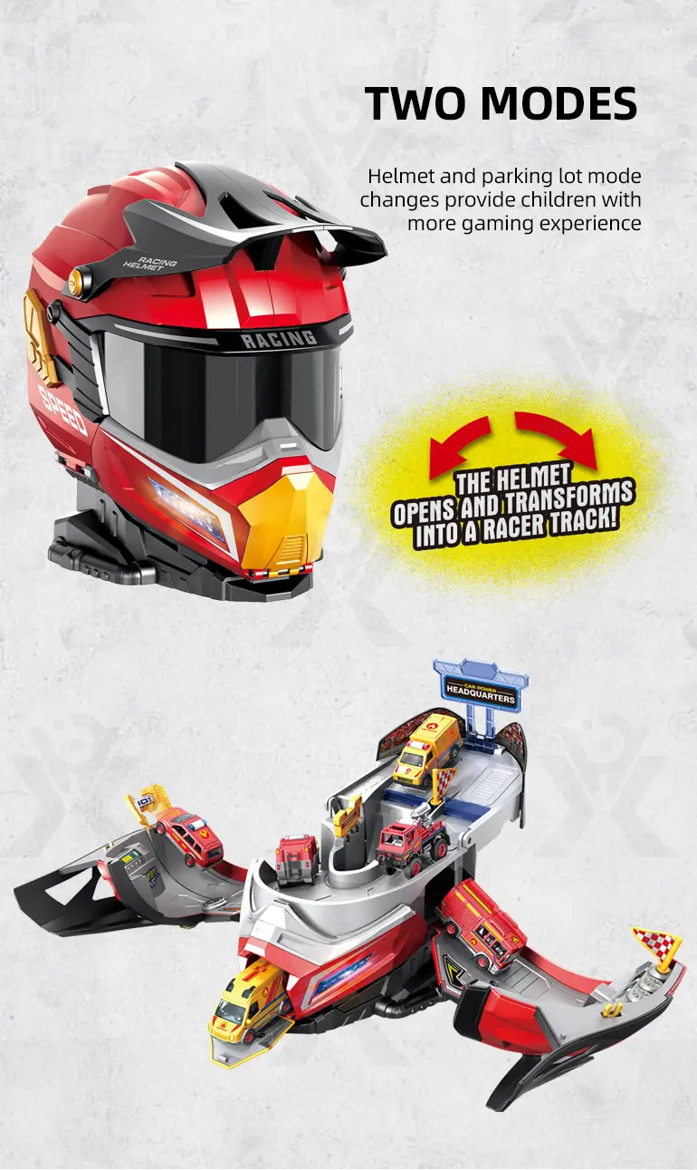 2-in-1 Helmet Transforms Racer Track Set (TB-4371411) — illustrated product details, panel 3