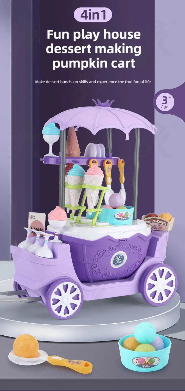Simulated Ice Cream Princess Cart Toy, Play House Toys (TB-4966105) — illustrated product details, panel 1