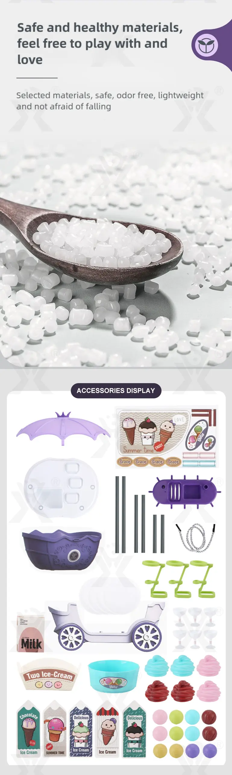 Simulated Ice Cream Princess Cart Toy, Play House Toys (TB-4966105) — illustrated product details, panel 6