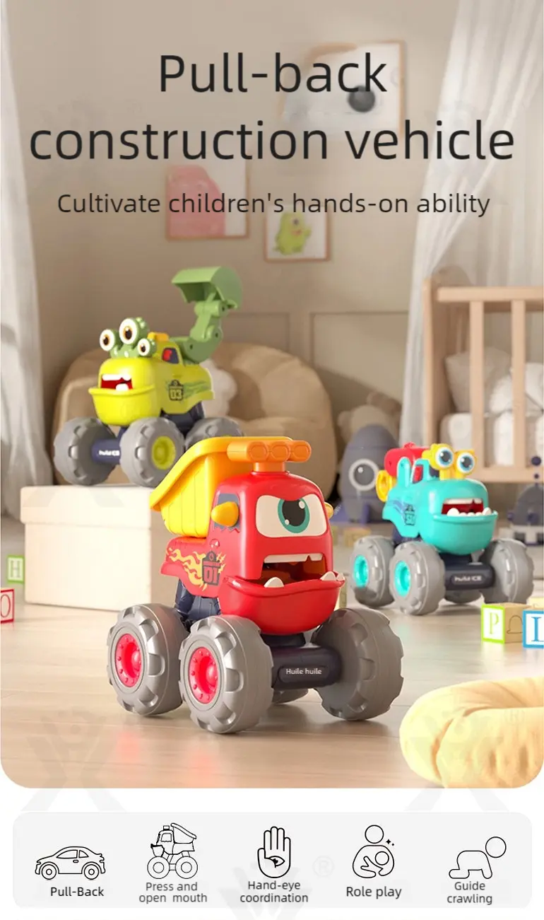 Pull Back Monster Car Toy, Fun Monster Construction Truck (TB-4213269) — illustrated product details, panel 1