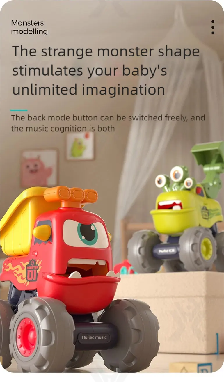 Pull Back Monster Car Toy, Fun Monster Construction Truck (TB-4213269) — illustrated product details, panel 2