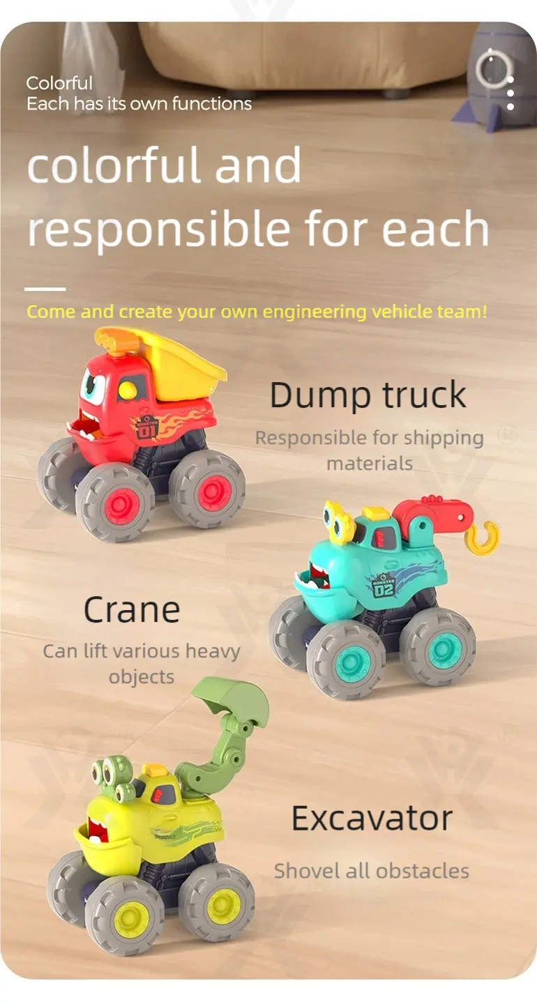 Pull Back Monster Car Toy, Fun Monster Construction Truck (TB-4213269) — illustrated product details, panel 3