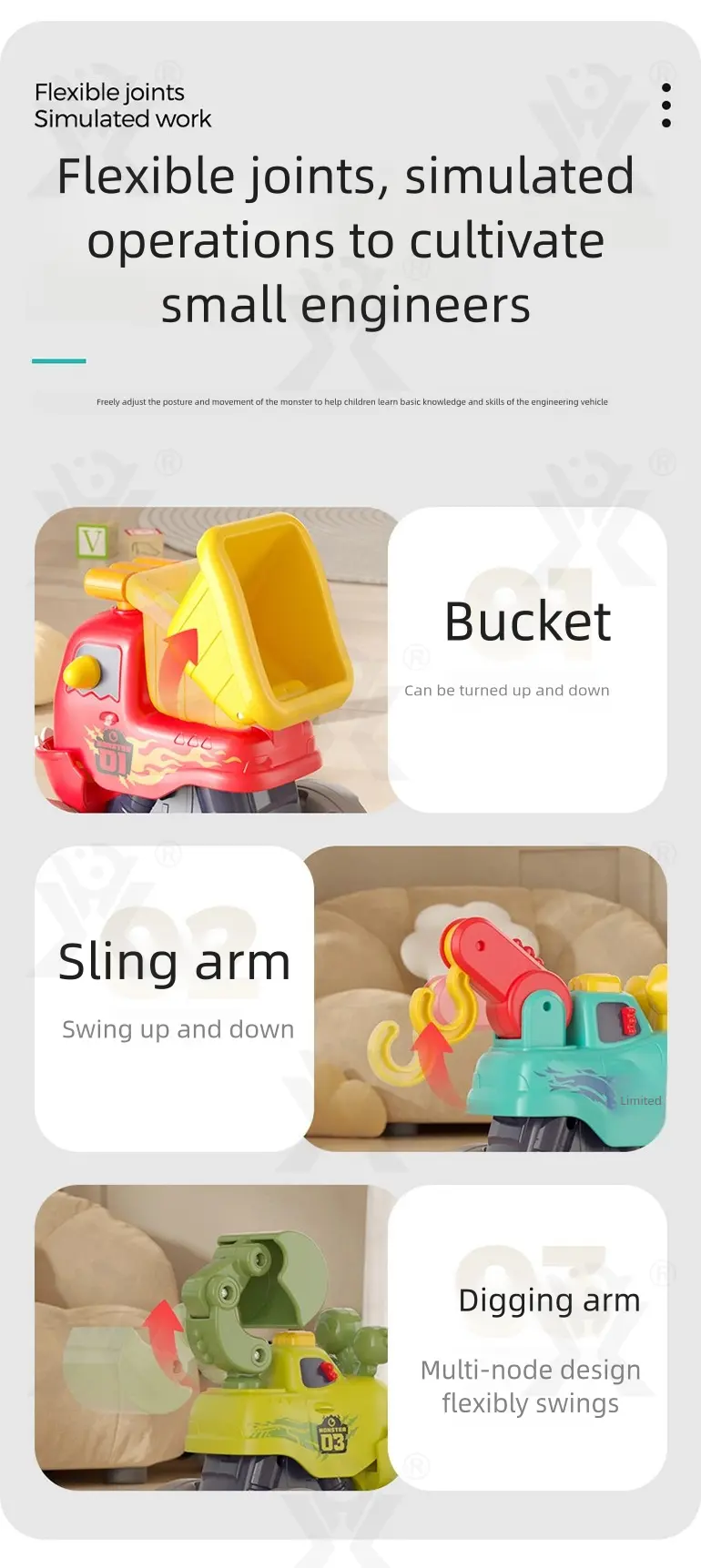 Pull Back Monster Car Toy, Fun Monster Construction Truck (TB-4213269) — illustrated product details, panel 4