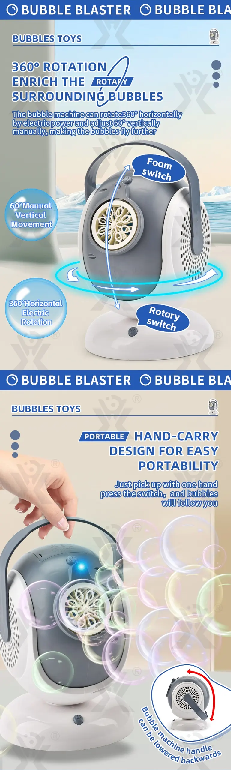 Automatic Rotating Bubble Machine (TB-4511506) — illustrated product details, panel 3