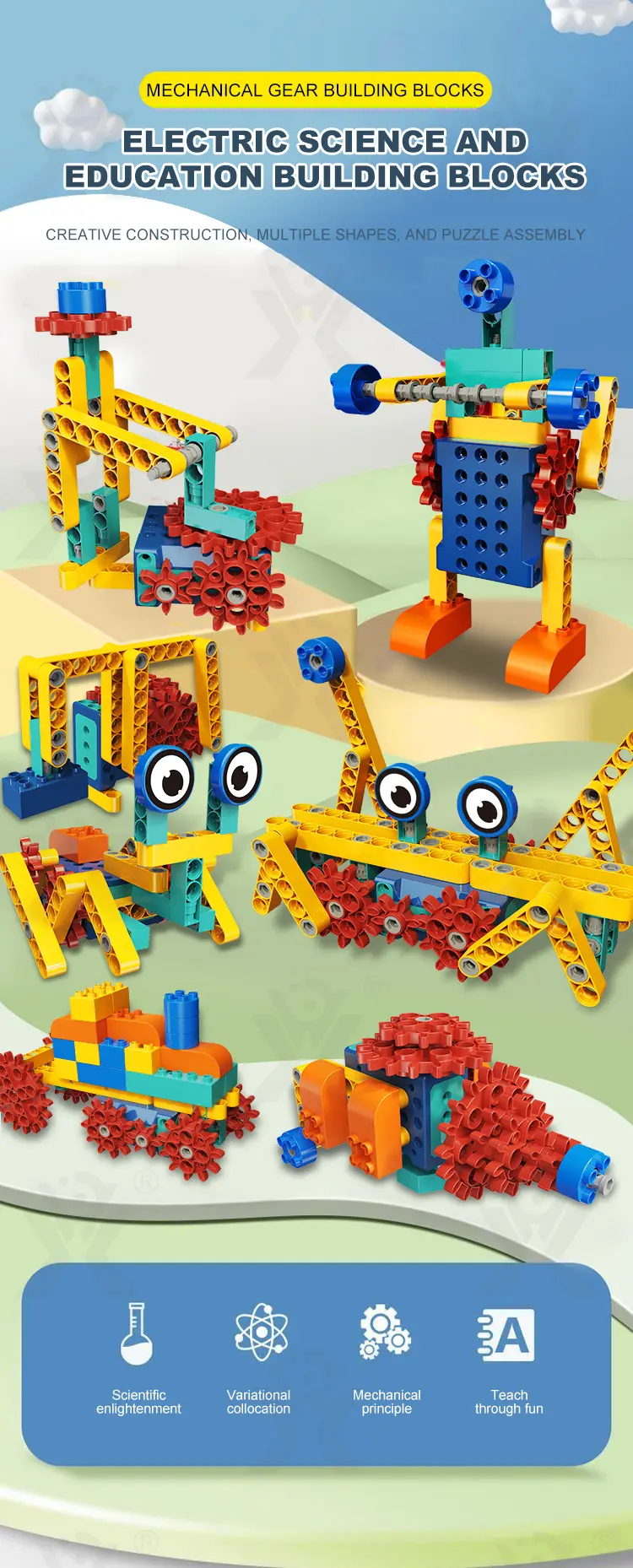 STEM Motorized Building Blocks Set -Educational Toys Chinese Manufacturers (TB-4463536) — illustrated product details, panel 1