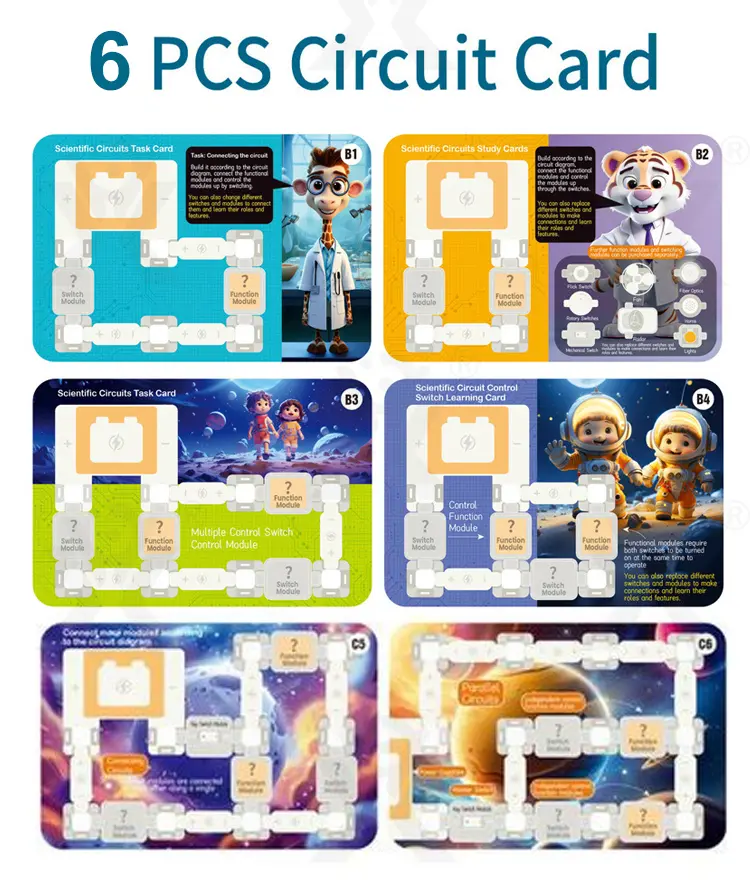 Science Toy Set, DIY Scientific Circuits Set, 45 Pieces, 6 Cards (TB-5021039) — illustrated product details, panel 5