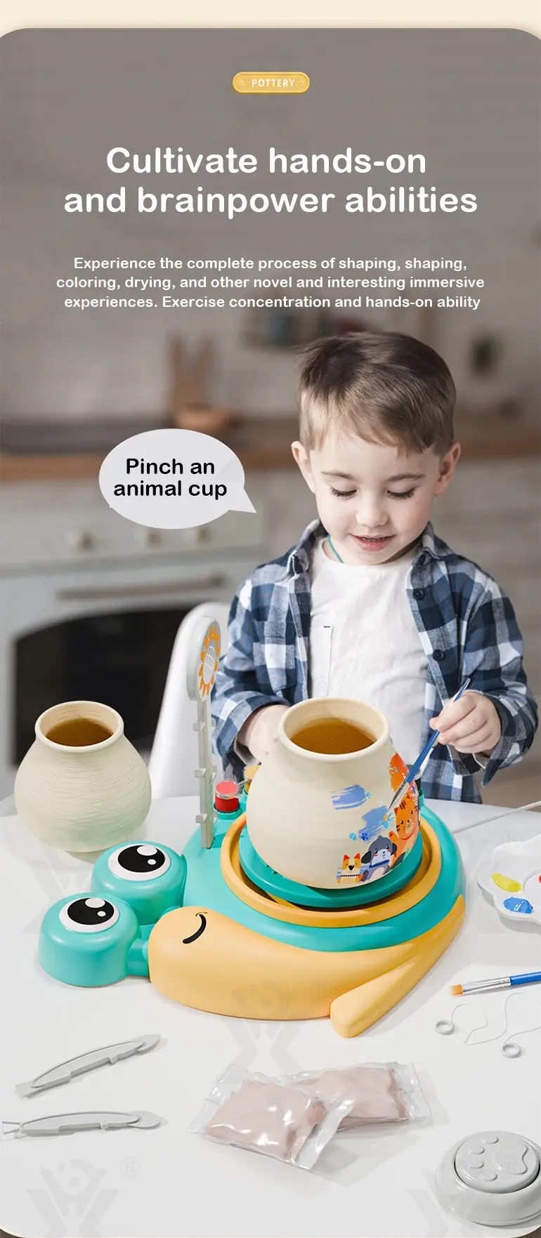 Pottery Machine Toy, Snail Shaped, For Kids (TB-4358668) — illustrated product details, panel 3