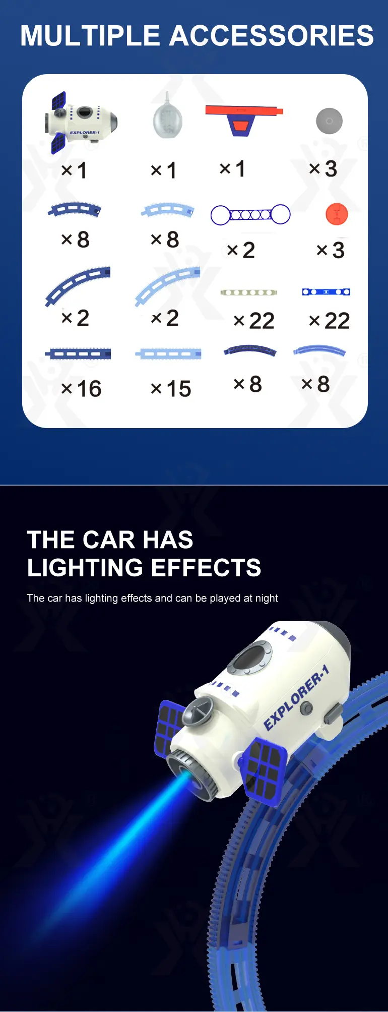 Plastic Space Theme Assemble Building Block Electric Track Toy Set (TB-4991501) — illustrated product details, panel 3