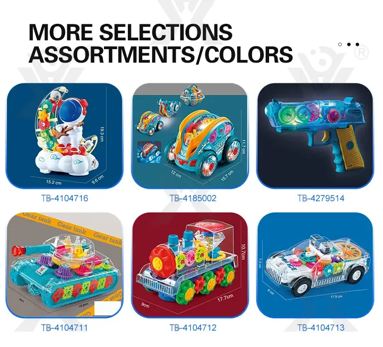 Kids Transparent Electric Police Car Gear Toy with Flashing Lights & Music (TB-4104713) — illustrated product details, panel 7