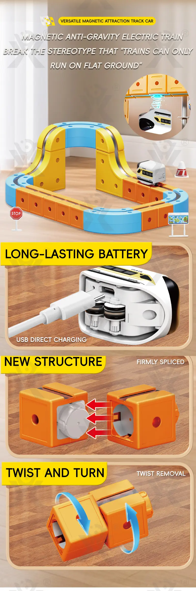 Versatile Magnetic Railcar Toy, 68pcs Electric Magnetic Train Set (TB-5114074) — illustrated product details, panel 3