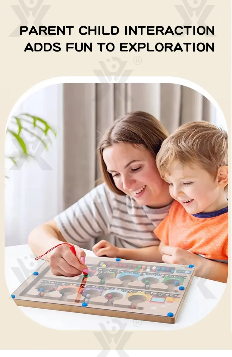 Wooden Train Magnetic Maze, Montessori Magnetic Toy for Kids (TB-4862361) — illustrated product details, panel 2