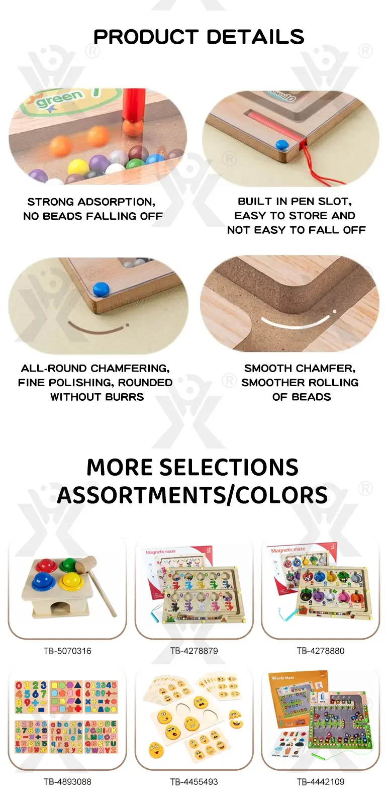 Wooden Train Magnetic Maze, Montessori Magnetic Toy for Kids (TB-4862361) — illustrated product details, panel 3