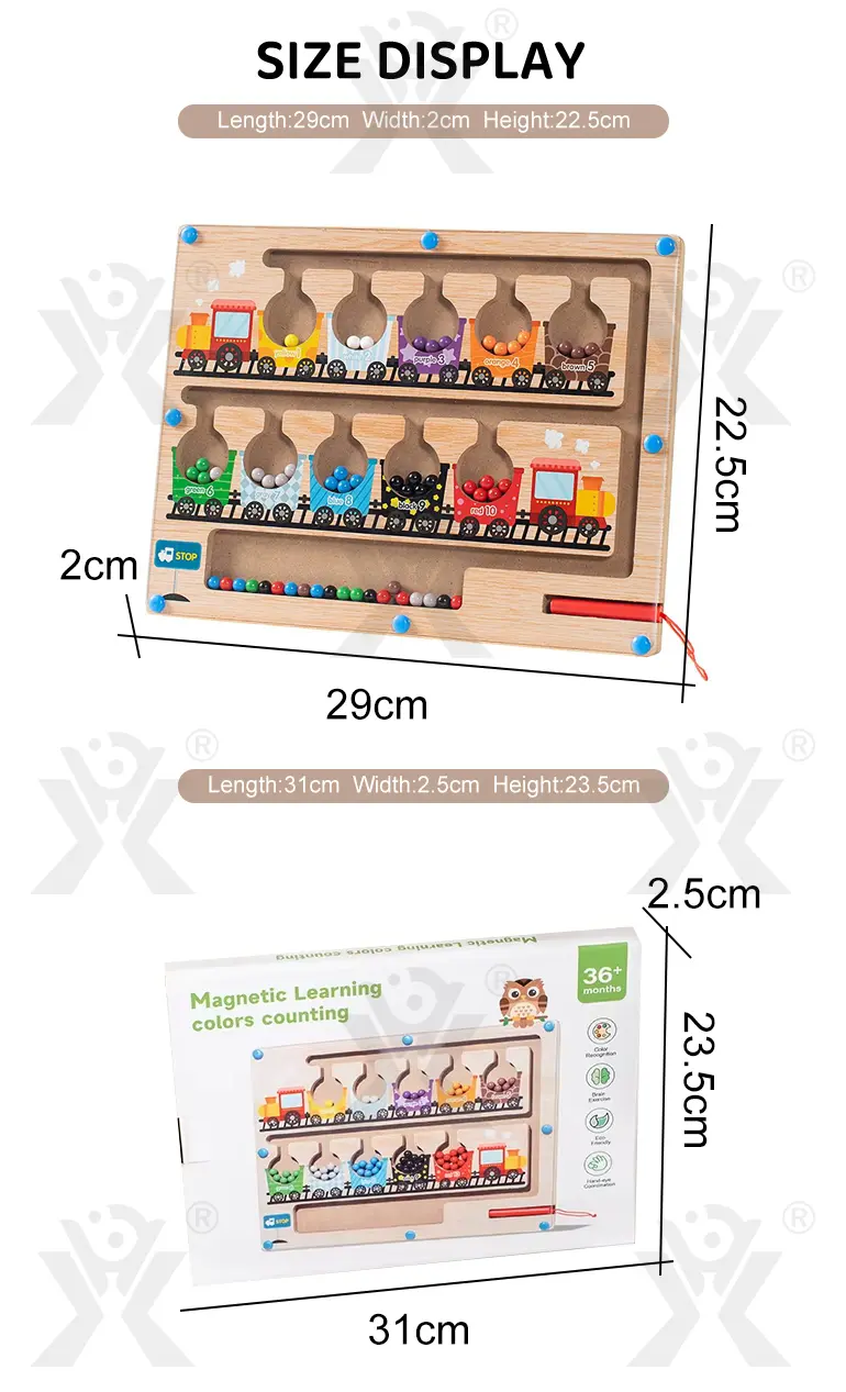 Wooden Train Magnetic Maze, Montessori Magnetic Toy for Kids (TB-4862361) — illustrated product details, panel 4