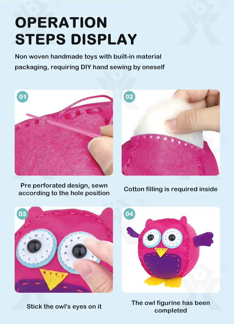 DIY Owl Doll Toy, Sewing Kit (TB-4008049) — illustrated product details, panel 3