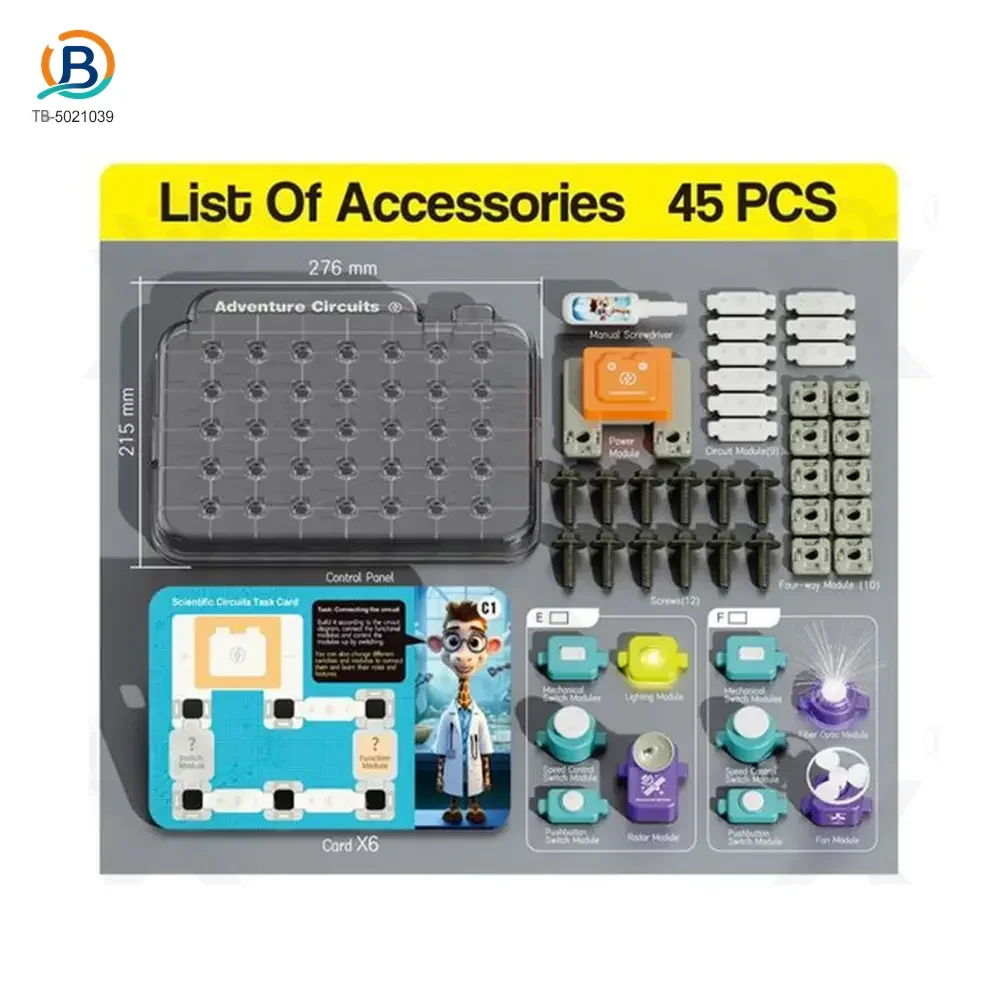 Science Toy Set, DIY Scientific Circuits Set, 45 Pieces, 6 Cards (TB-5021039) — product photograph 3