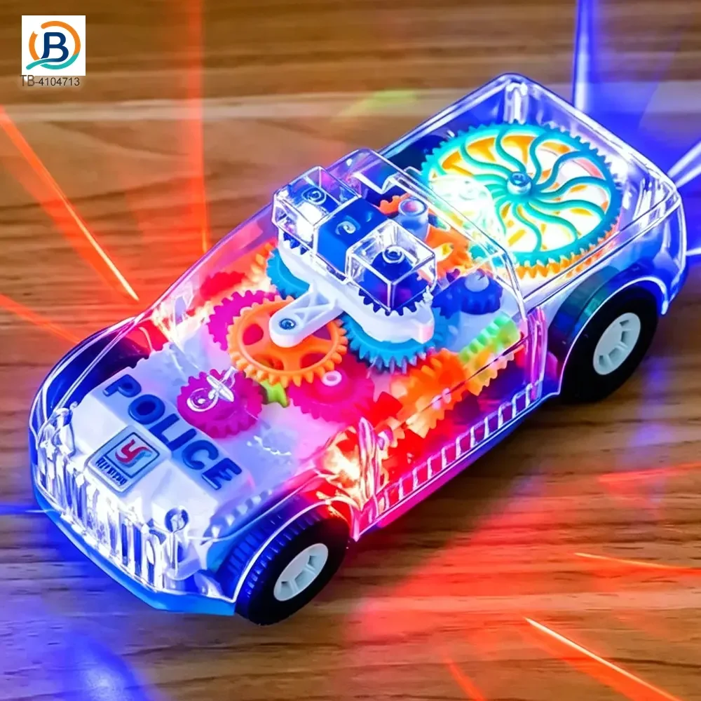 Kids Transparent Electric Police Car Gear Toy with Flashing Lights & Music (TB-4104713) — product photograph 2