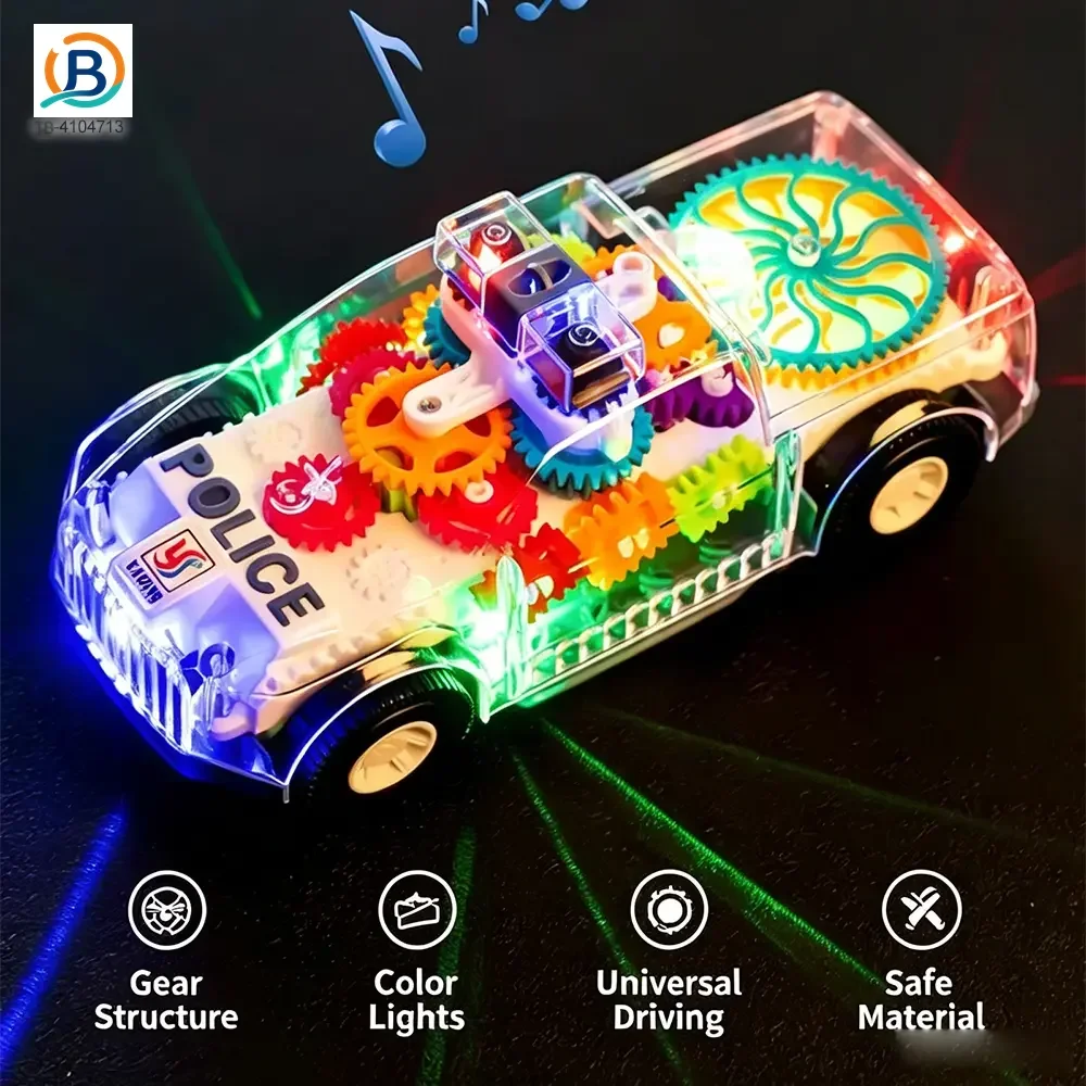 Kids Transparent Electric Police Car Gear Toy with Flashing Lights & Music (TB-4104713) — product photograph 3