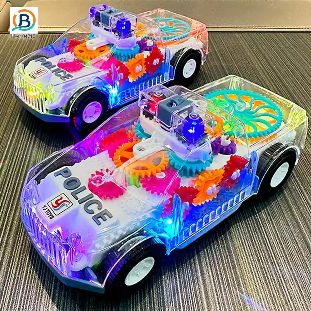 Kids Transparent Electric Police Car Gear Toy with Flashing Lights & Music (TB-4104713) — product photograph 4