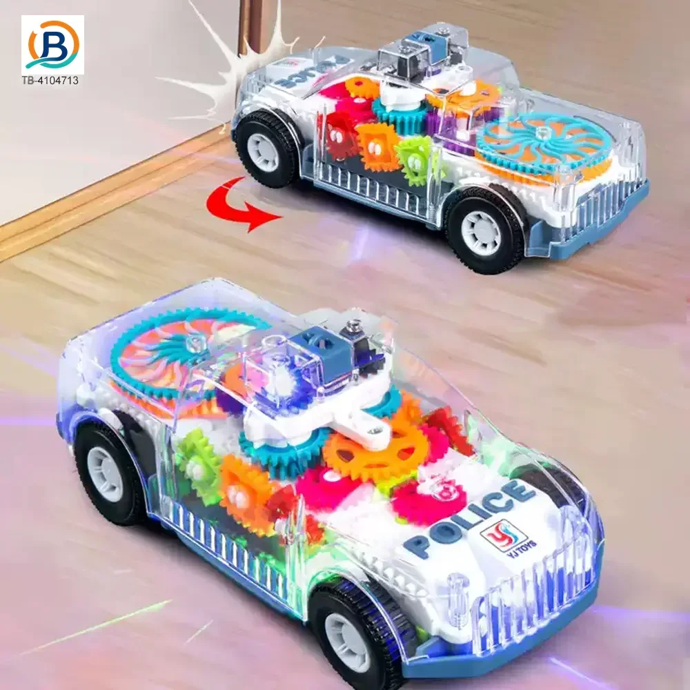 Kids Transparent Electric Police Car Gear Toy with Flashing Lights & Music (TB-4104713) — product photograph 5