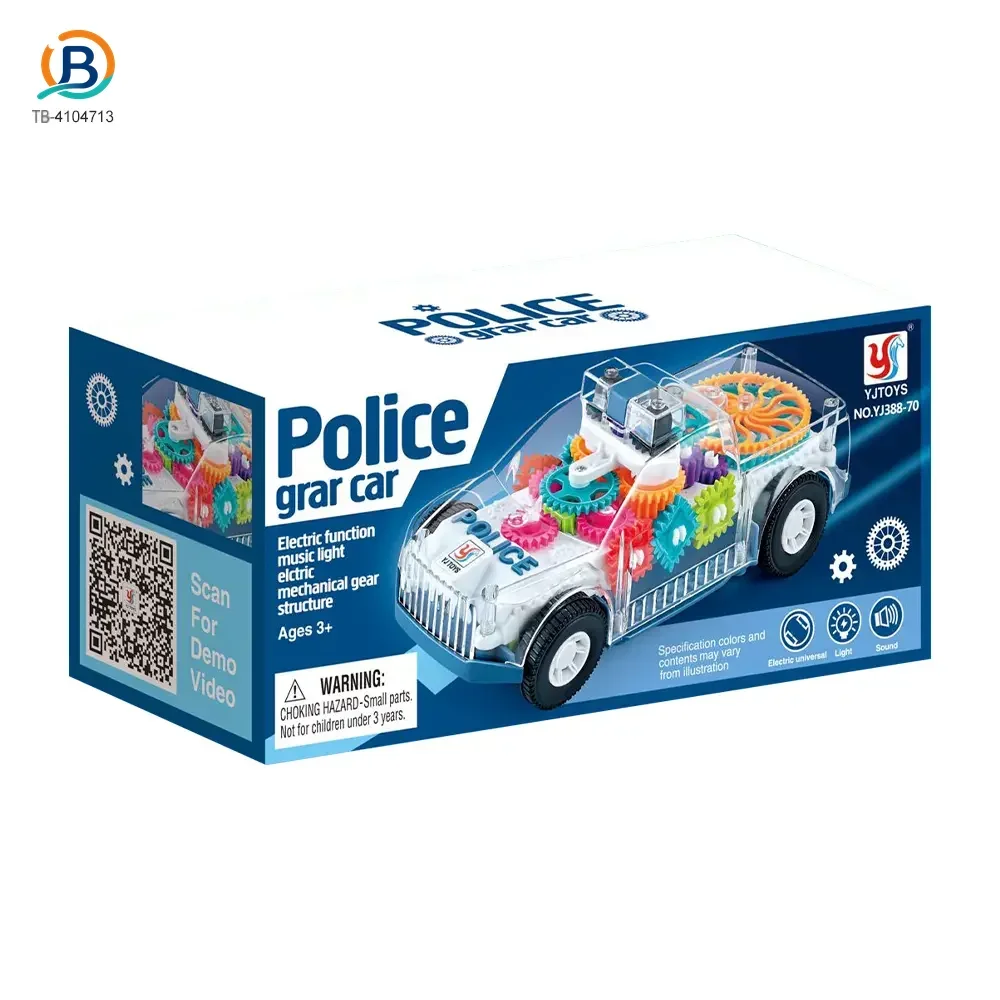 Kids Transparent Electric Police Car Gear Toy with Flashing Lights & Music (TB-4104713) — product photograph 6