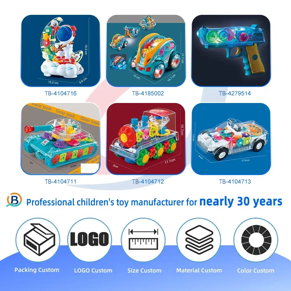 Kids Transparent Electric Police Car Gear Toy with Flashing Lights & Music (TB-4104713) — product photograph 7