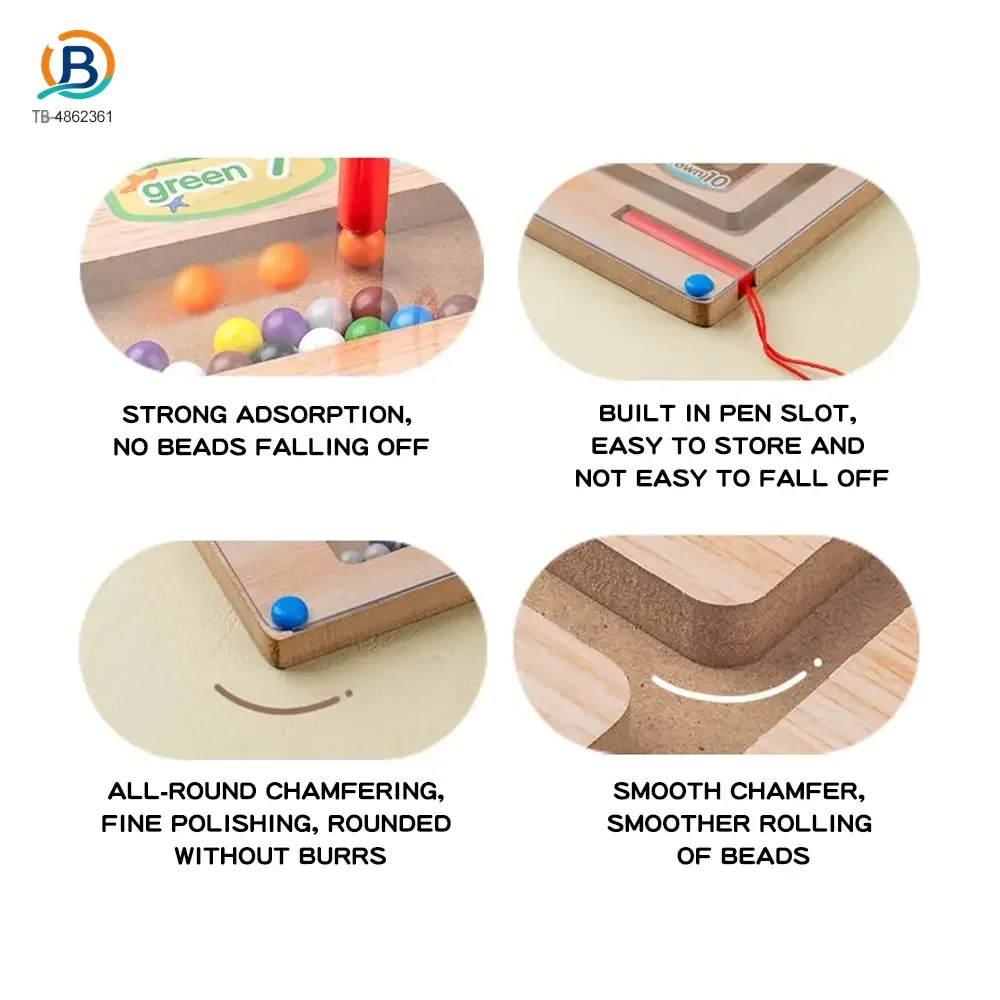 Wooden Train Magnetic Maze, Montessori Magnetic Toy for Kids (TB-4862361) — product photograph 3