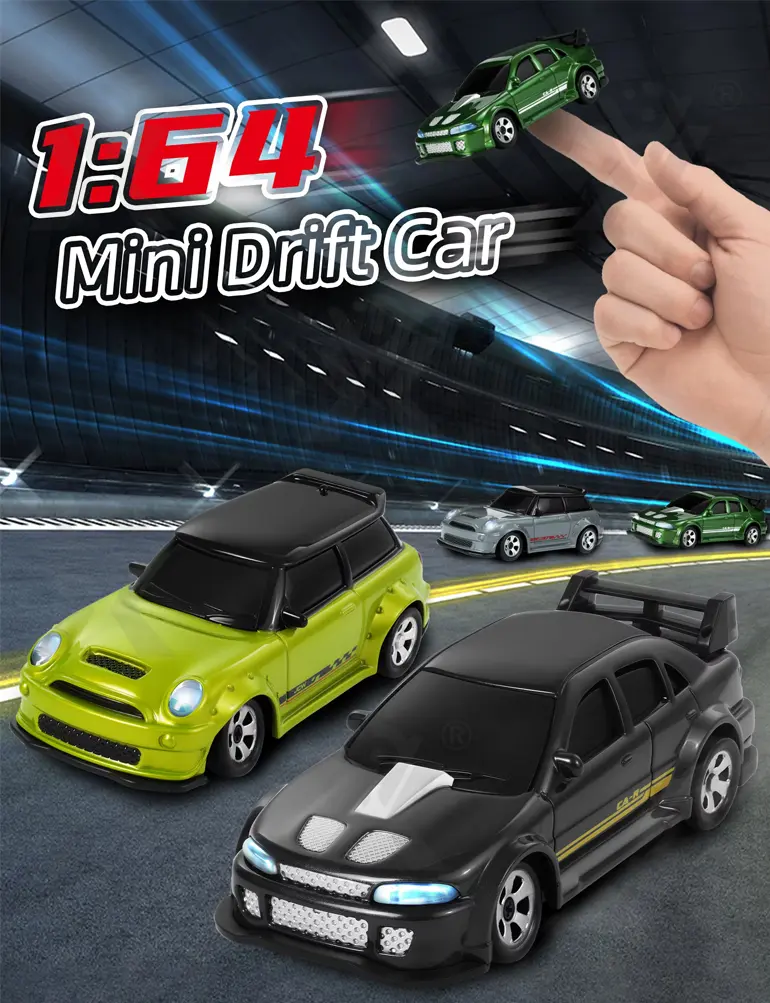 1/64 2.4G 4WD Mini Drift RC Car LED Light, High Speed Racing Remote Control Vehicles Models Desktop Toys (TB-5131038) — illustrated product details, panel 1
