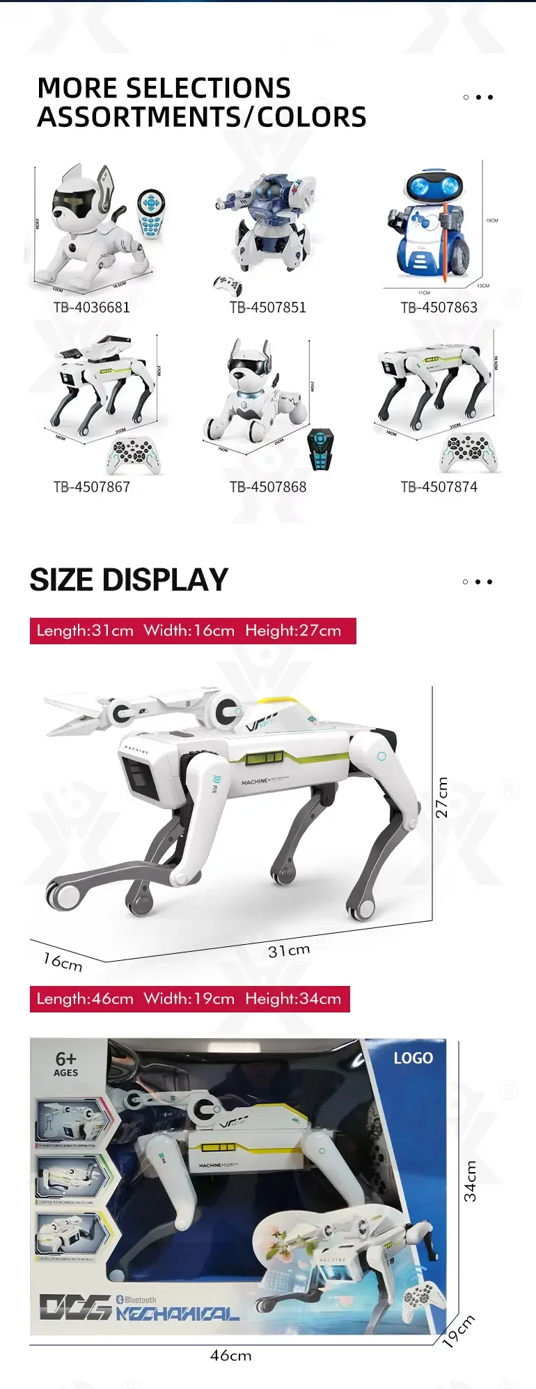 AI Robot Dog, Multifunctional Mechanical Dog With Bionic Hand (TB-5143053) — illustrated product details, panel 10