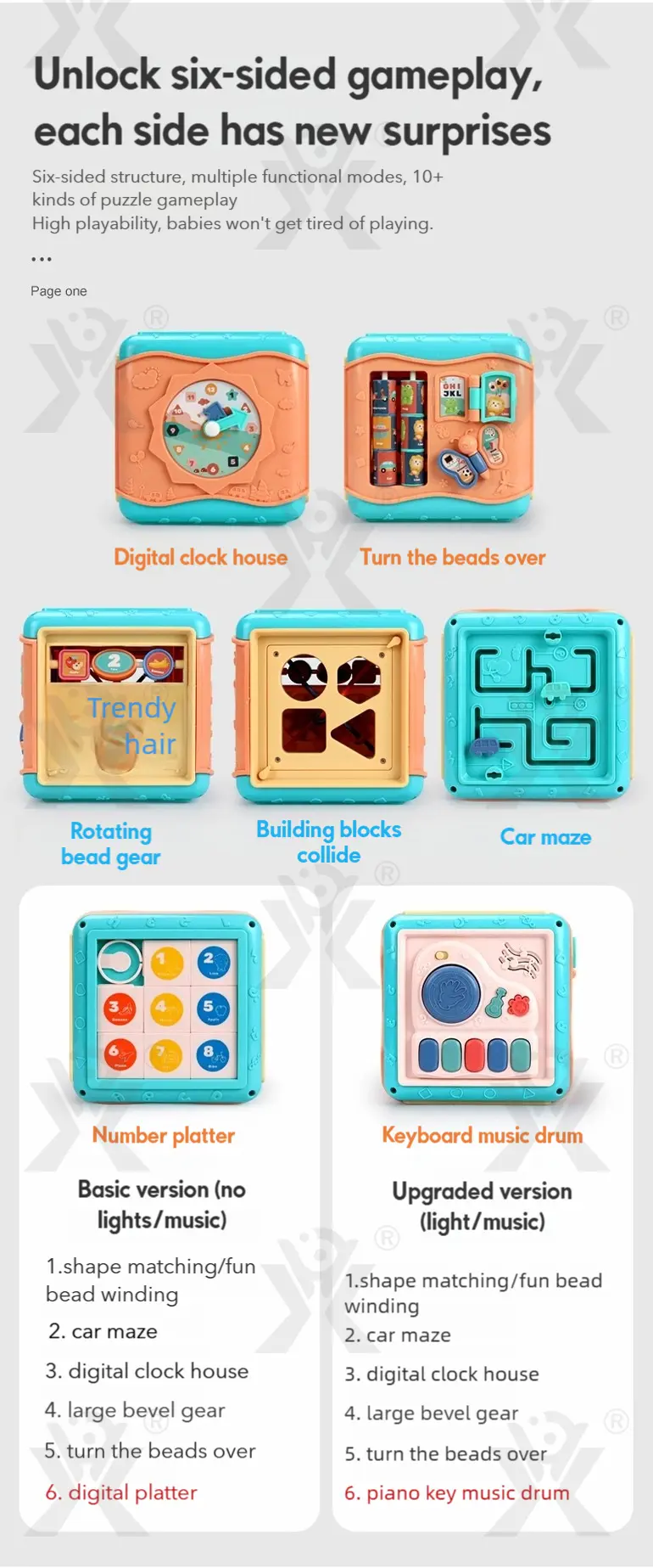 Baby Activity Cube Shape Sorting Activity Center (TB-1673150) — illustrated product details, panel 2