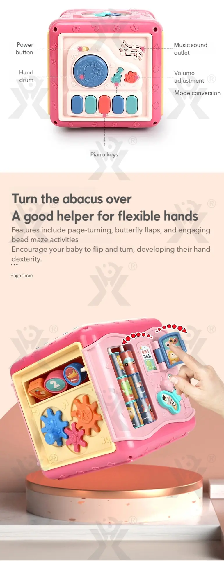 Baby Activity Cube Shape Sorting Activity Center (TB-1673150) — illustrated product details, panel 3