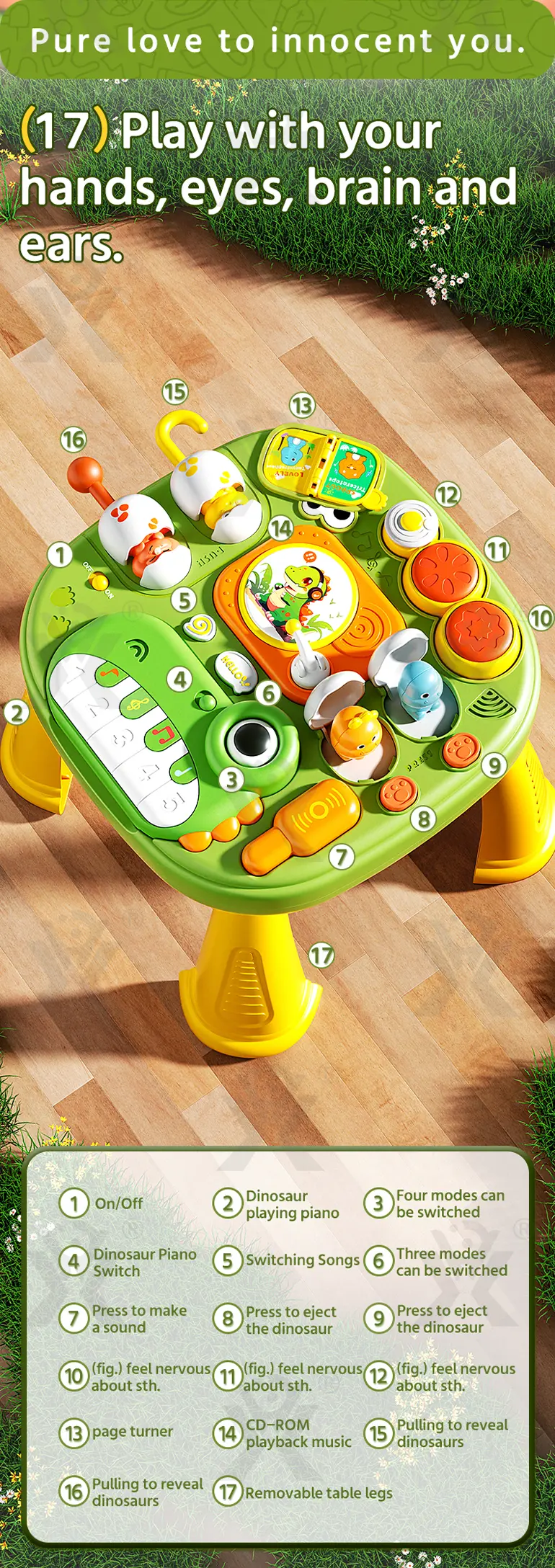 Baby Activity Center Table, Dinosaur Theme (TB-4371040) — illustrated product details, panel 5