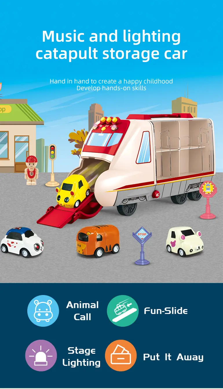 Carrier Vehicles Toy, Multifunctional Buttons, Colorful Music and Lighting (TB-4351714) — illustrated product details, panel 1