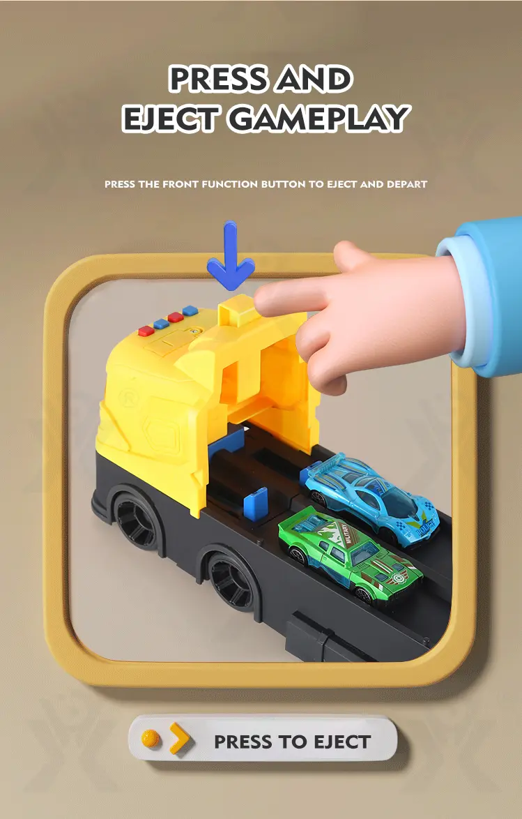 Carrier Truck Race Track Toddler Toys, Transport Truck Car Toy Foldable Track for Kids (TB-4382419) — illustrated product details, panel 4