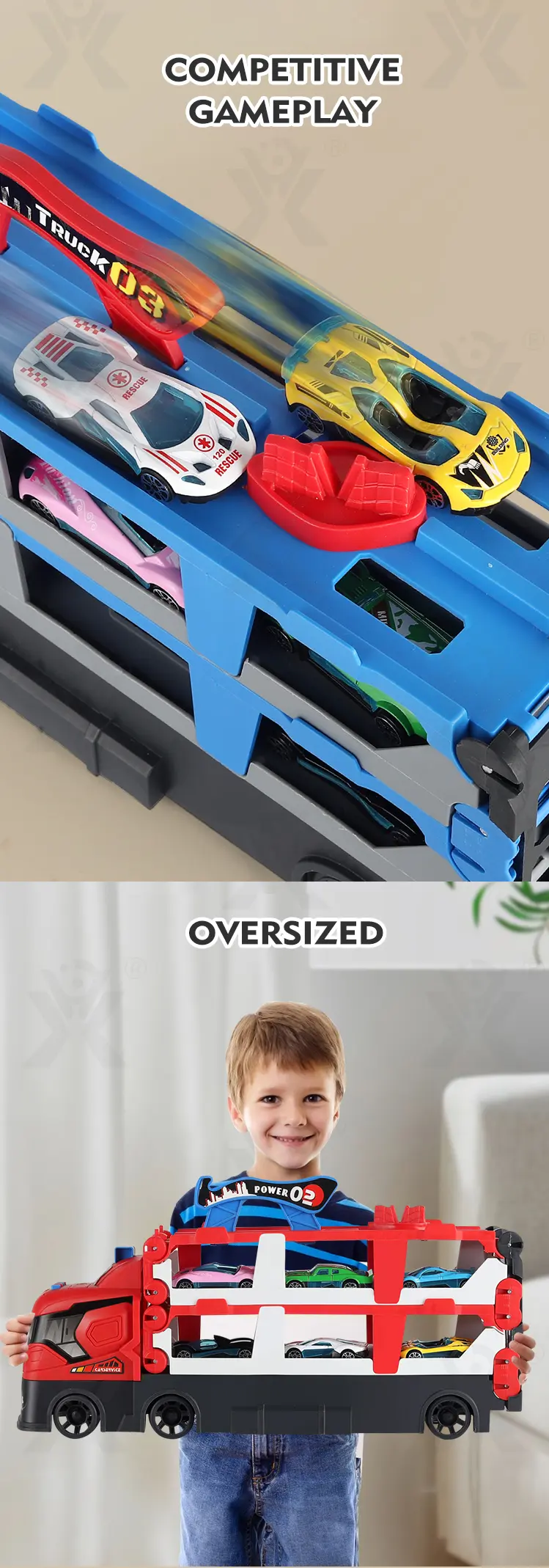 Carrier Truck Race Track Toddler Toys, Transport Truck Car Toy Foldable Track for Kids (TB-4382419) — illustrated product details, panel 7