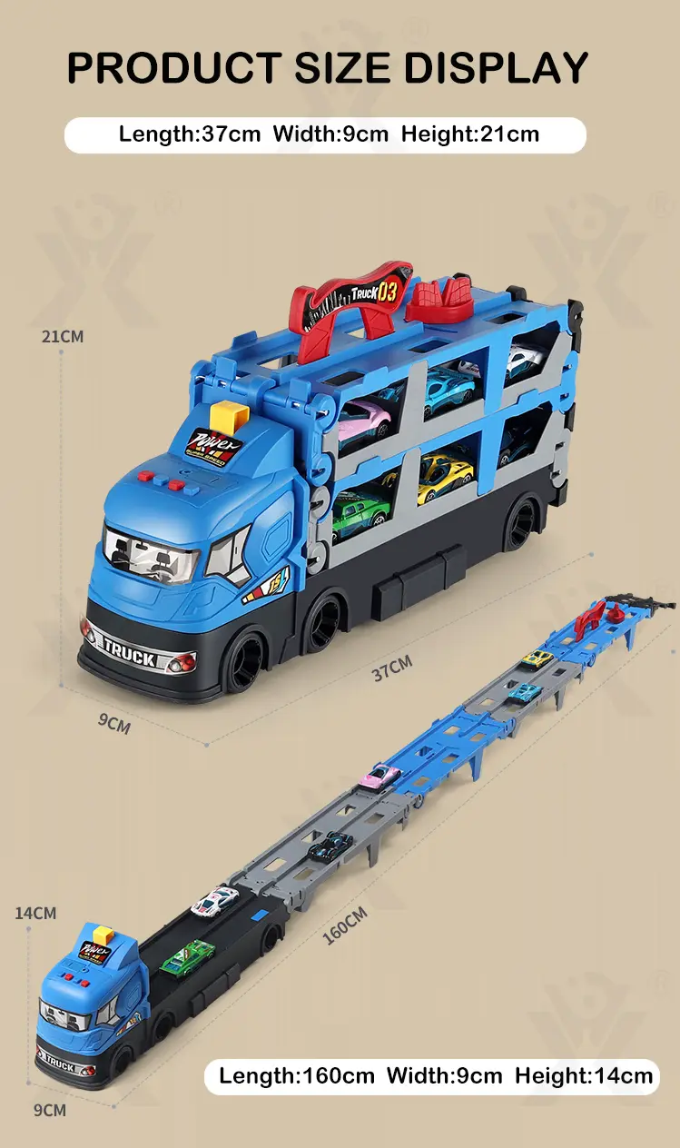 Carrier Truck Race Track Toddler Toys, Transport Truck Car Toy Foldable Track for Kids (TB-4382419) — illustrated product details, panel 9