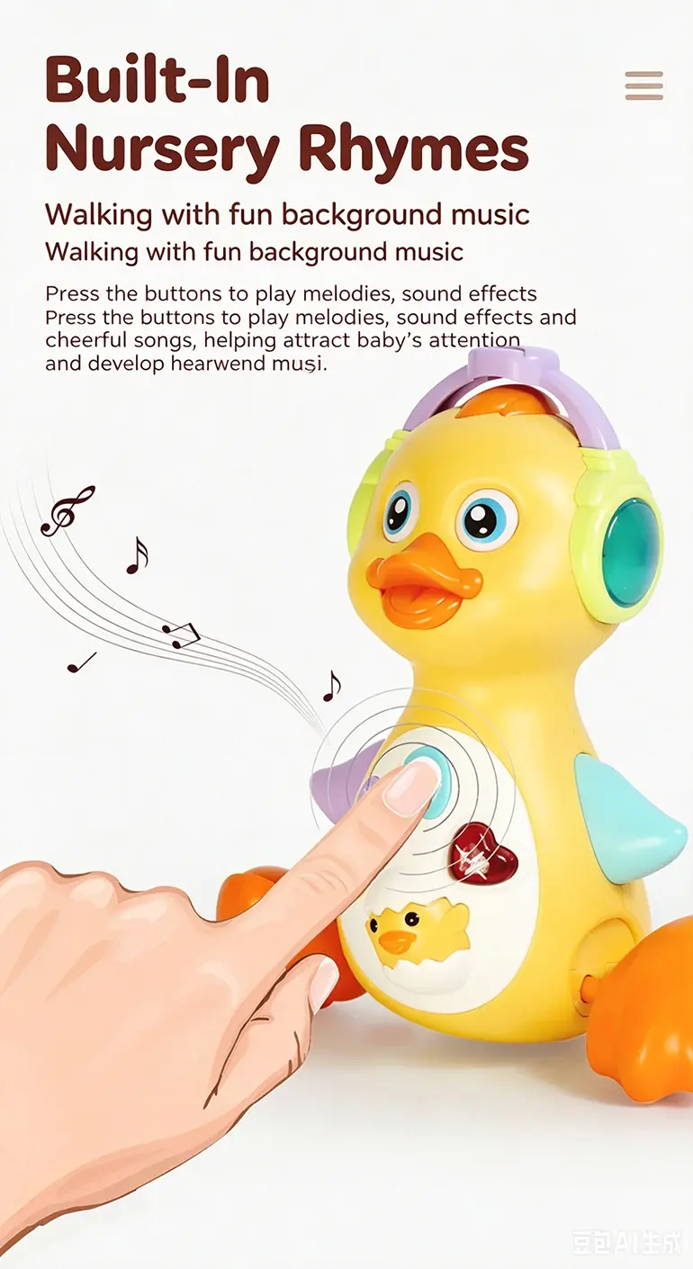 Interactive Dancing Duck Toy, Dual Modes (TB-2327633) — illustrated product details, panel 7
