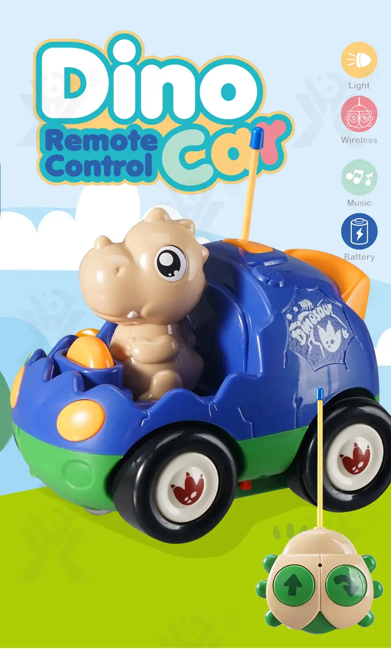 Dinosaur RC Cars Toys, with Light and Sound (TB-4970679) — illustrated product details, panel 1