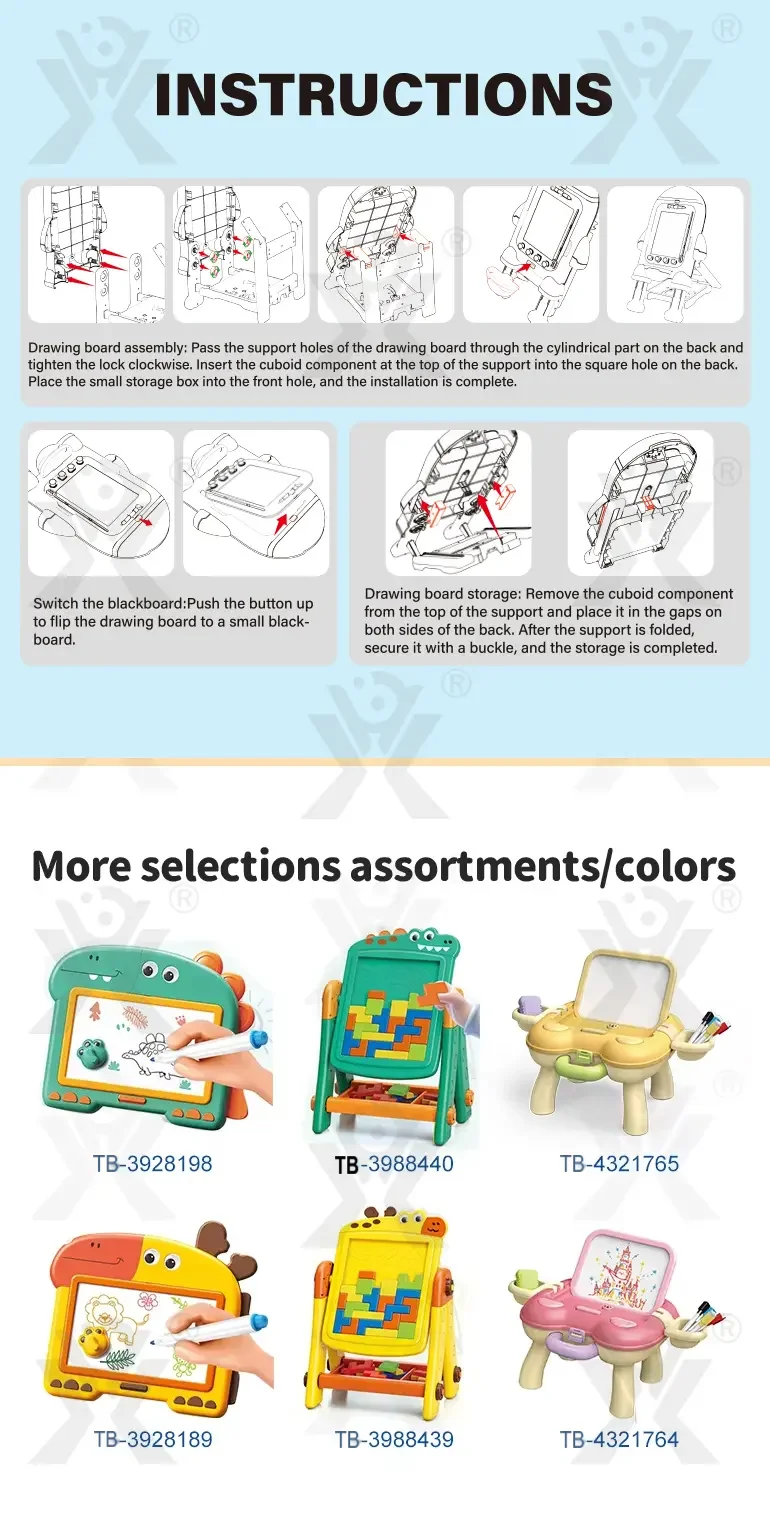 2 in 1 Magnetic Drawing Board & Blackboard (TB-4526222) — illustrated product details, panel 4