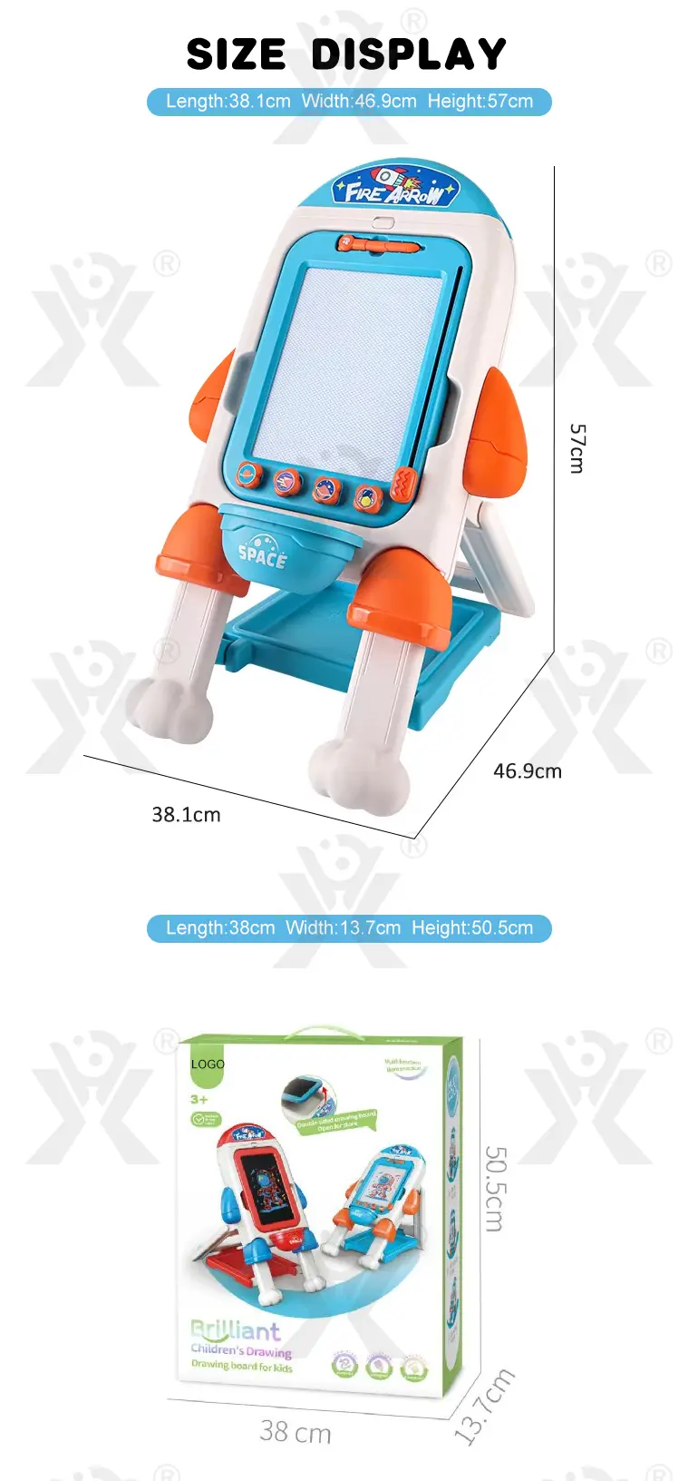 2 in 1 Magnetic Drawing Board & Blackboard (TB-4526222) — illustrated product details, panel 5