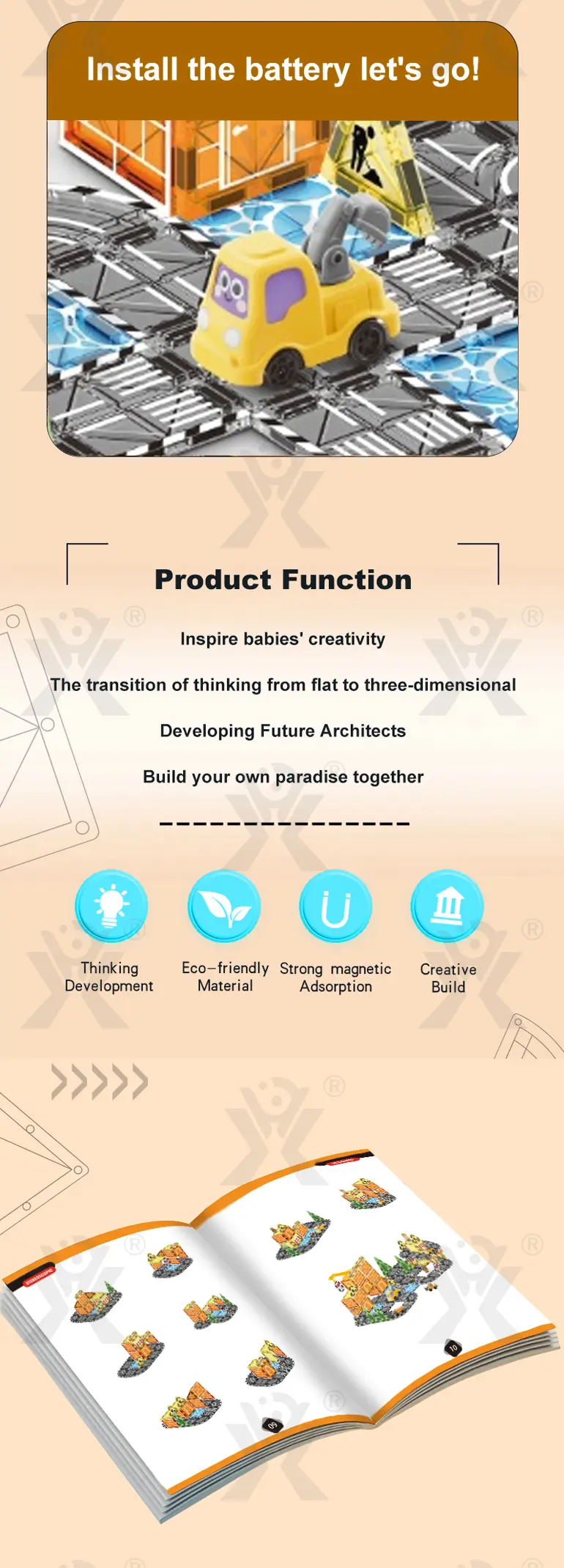 Engineer Magnetic Tile Sets For Kids, STEM Montessori Toy (TB-5070933) — illustrated product details, panel 3