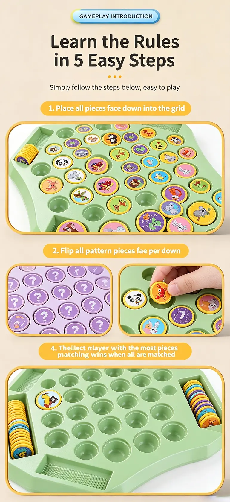 Animal Flip Chess Memory Game, DIY Stickers (TB-4876585) — illustrated product details, panel 2