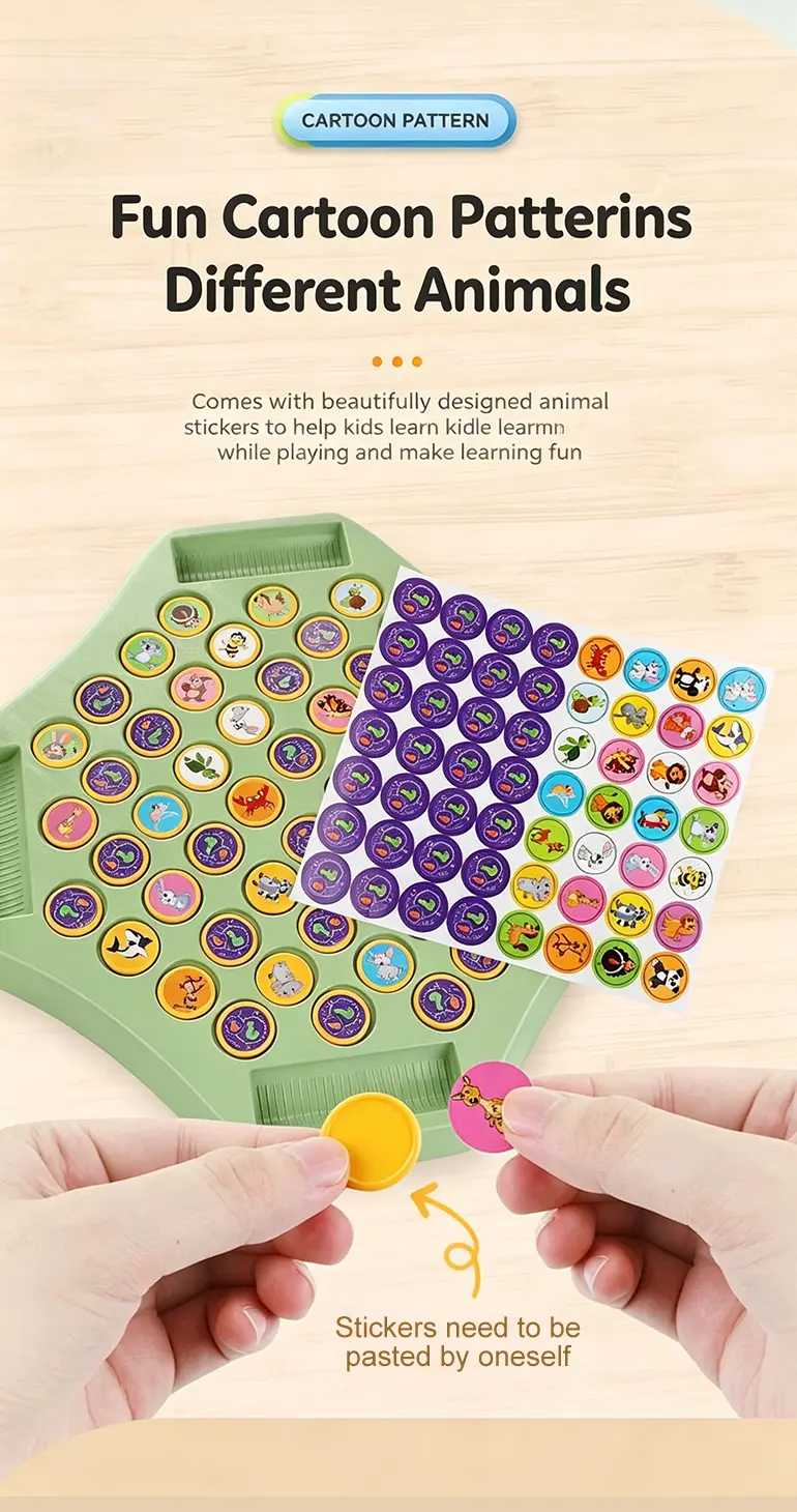 Animal Flip Chess Memory Game, DIY Stickers (TB-4876585) — illustrated product details, panel 7