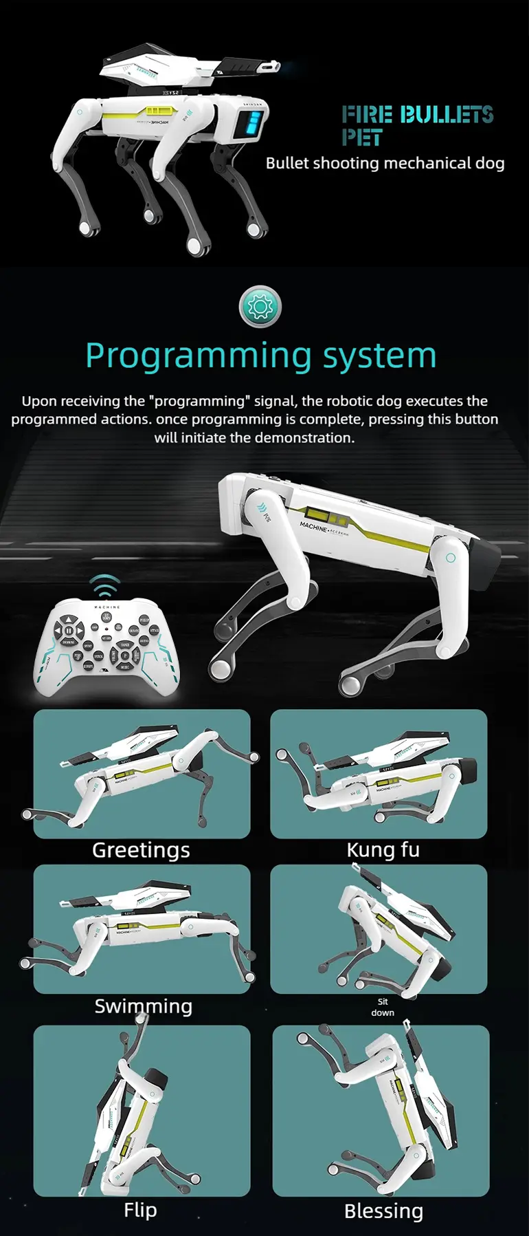 Intelligent Shooting RC Robot Dog (TB-5143054) — illustrated product details, panel 2