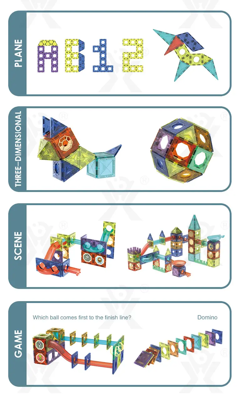 Magnetic Tiles Marble Run, 3D Magnetic Building Blocks Set Race Track Toy for Kids (TB-5155459) — illustrated product details, panel 6