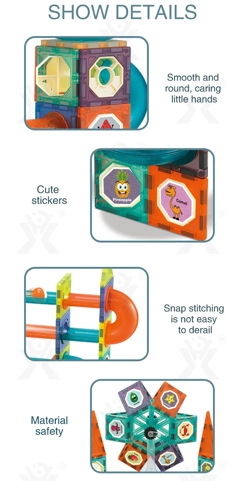 Magnetic Tiles Marble Run, 3D Magnetic Building Blocks Set Race Track Toy for Kids (TB-5155459) — illustrated product details, panel 7