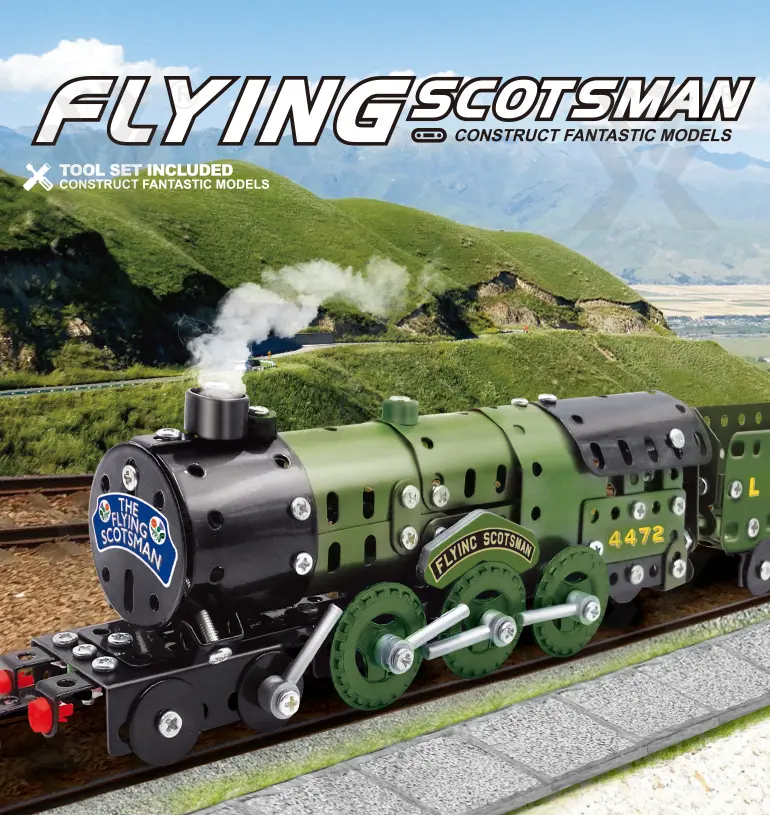 Metal Building Model Train Toy (TB-5049209) — illustrated product details, panel 1